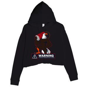 Warning Contains Freedom And Alcohol Crop Fleece Hoodie