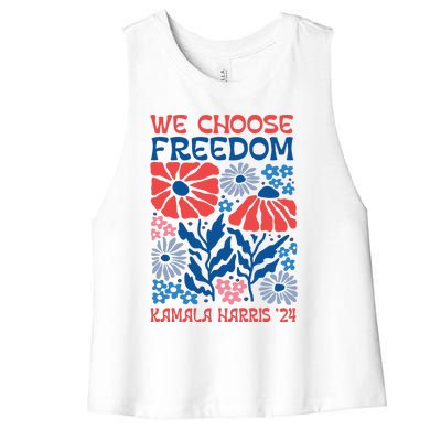 We Choose Freedom Harris Walz 2024 Women's Racerback Cropped Tank