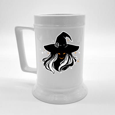 Witch Creepy Face Halloween Art Design Costume Gift Beer Stein