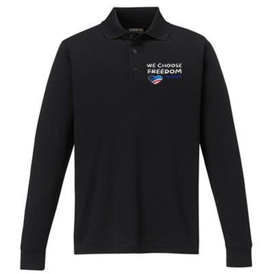 We Choose Freedom Kamala Harris Gift Performance Long Sleeve Polo