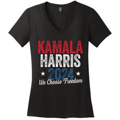 We Choose Freedom Kamala Harris Women's V-Neck T-Shirt