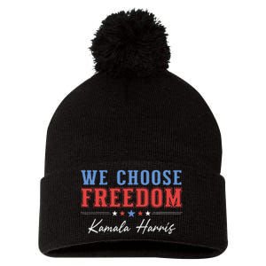 We Choose Freedom Kamala Harris Pom Pom 12in Knit Beanie