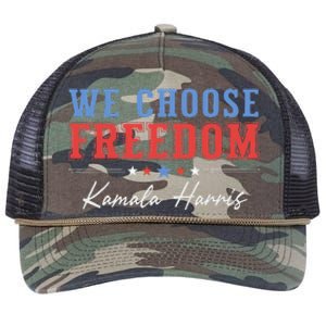 We Choose Freedom Kamala Harris Retro Rope Trucker Hat Cap