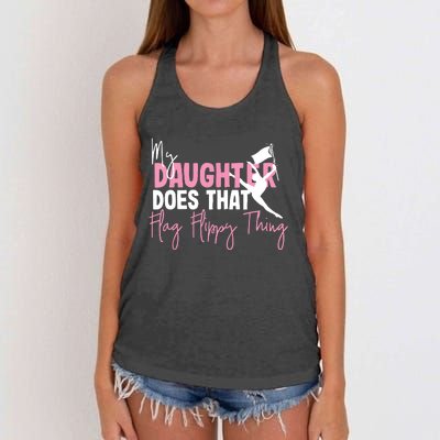 Winter Color Guard Mom Dad My Daughter Does That Flag Women's Knotted Racerback Tank