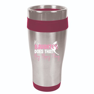 Winter Color Guard Mom Dad My Daughter Does That Flag 16oz Travel Tumbler