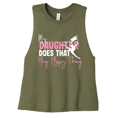 Winter Color Guard Mom Dad My Daughter Does That Flag Women's Racerback Cropped Tank