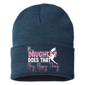 Winter Color Guard Mom Dad My Daughter Does That Flag Sustainable Knit Beanie