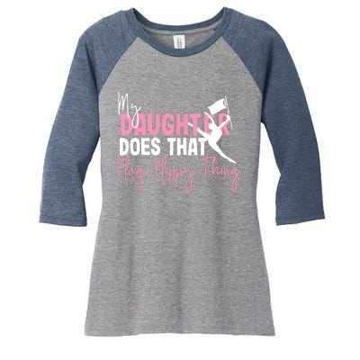 Winter Color Guard Mom Dad My Daughter Does That Flag Women's Tri-Blend 3/4-Sleeve Raglan Shirt