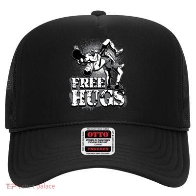 Wrestling Cool Gift Free Hugs Cool Gift Gift High Crown Mesh Back Trucker Hat