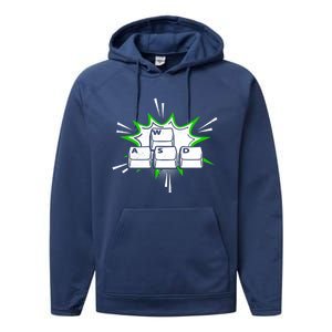 Wasd Computer Gamer Player Funny Pc Gamer Gaming Lover Funny Gift Performance Fleece Hoodie