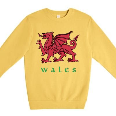 Wales Cute Gift Welsh Red Dragon Cymru Premium Crewneck Sweatshirt