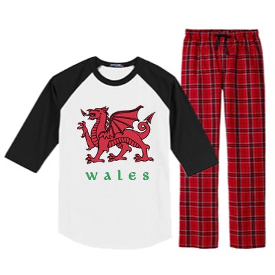 Wales Cute Gift Welsh Red Dragon Cymru Raglan Sleeve Pajama Set