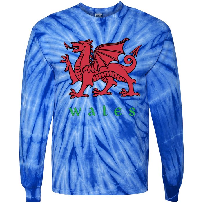 Wales Cute Gift Welsh Red Dragon Cymru Tie-Dye Long Sleeve Shirt