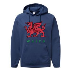 Wales Cute Gift Welsh Red Dragon Cymru Performance Fleece Hoodie