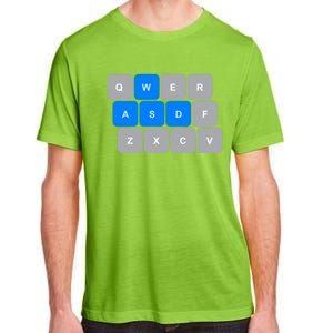 Wasd Computer Gaming Funny Gift For Pc Gamers Funny Blue Adult ChromaSoft Performance T-Shirt