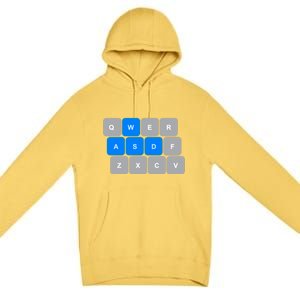 Wasd Computer Gaming Funny Gift For Pc Gamers Funny Blue Premium Pullover Hoodie