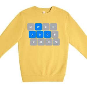 Wasd Computer Gaming Funny Gift For Pc Gamers Funny Blue Premium Crewneck Sweatshirt