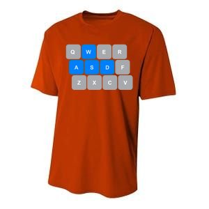 Wasd Computer Gaming Funny Gift For Pc Gamers Funny Blue Performance Sprint T-Shirt