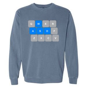 Wasd Computer Gaming Funny Gift For Pc Gamers Funny Blue Garment-Dyed Sweatshirt