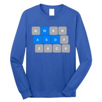 Wasd Computer Gaming Funny Gift For Pc Gamers Funny Blue Long Sleeve Shirt