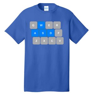 Wasd Computer Gaming Funny Gift For Pc Gamers Funny Blue Tall T-Shirt