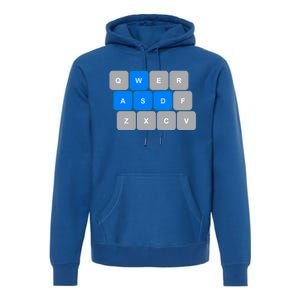 Wasd Computer Gaming Funny Gift For Pc Gamers Funny Blue Premium Hoodie