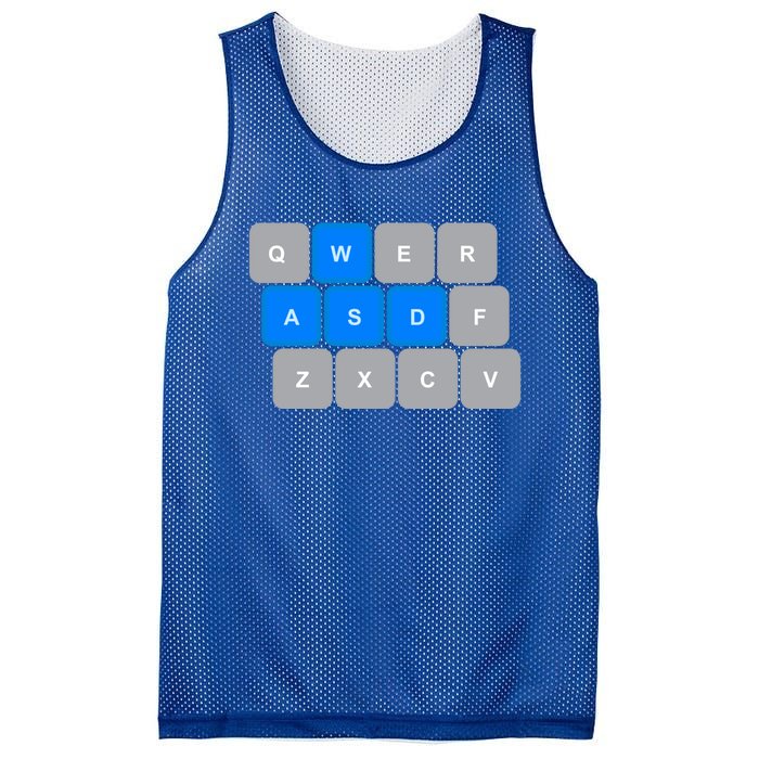 Wasd Computer Gaming Funny Gift For Pc Gamers Funny Blue Mesh Reversible Basketball Jersey Tank