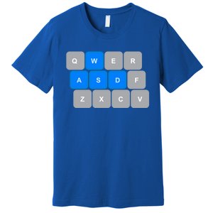 Wasd Computer Gaming Funny Gift For Pc Gamers Funny Blue Premium T-Shirt