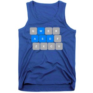 Wasd Computer Gaming Funny Gift For Pc Gamers Funny Blue Tank Top