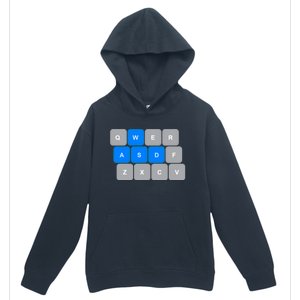 Wasd Computer Gaming Funny Gift For Pc Gamers Funny Blue Urban Pullover Hoodie