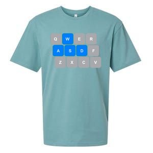 Wasd Computer Gaming Funny Gift For Pc Gamers Funny Blue Sueded Cloud Jersey T-Shirt