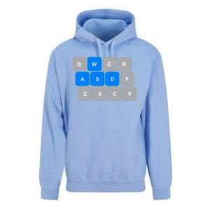 Wasd Computer Gaming Funny Gift For Pc Gamers Funny Blue Unisex Surf Hoodie