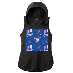 Women Can Girl Power Feminist Ladies PosiCharge Tri-Blend Wicking Draft Hoodie Tank