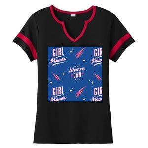 Women Can Girl Power Feminist Ladies Halftime Notch Neck Tee