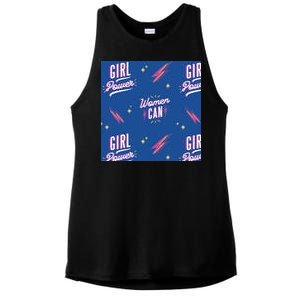 Women Can Girl Power Feminist Ladies PosiCharge Tri-Blend Wicking Tank