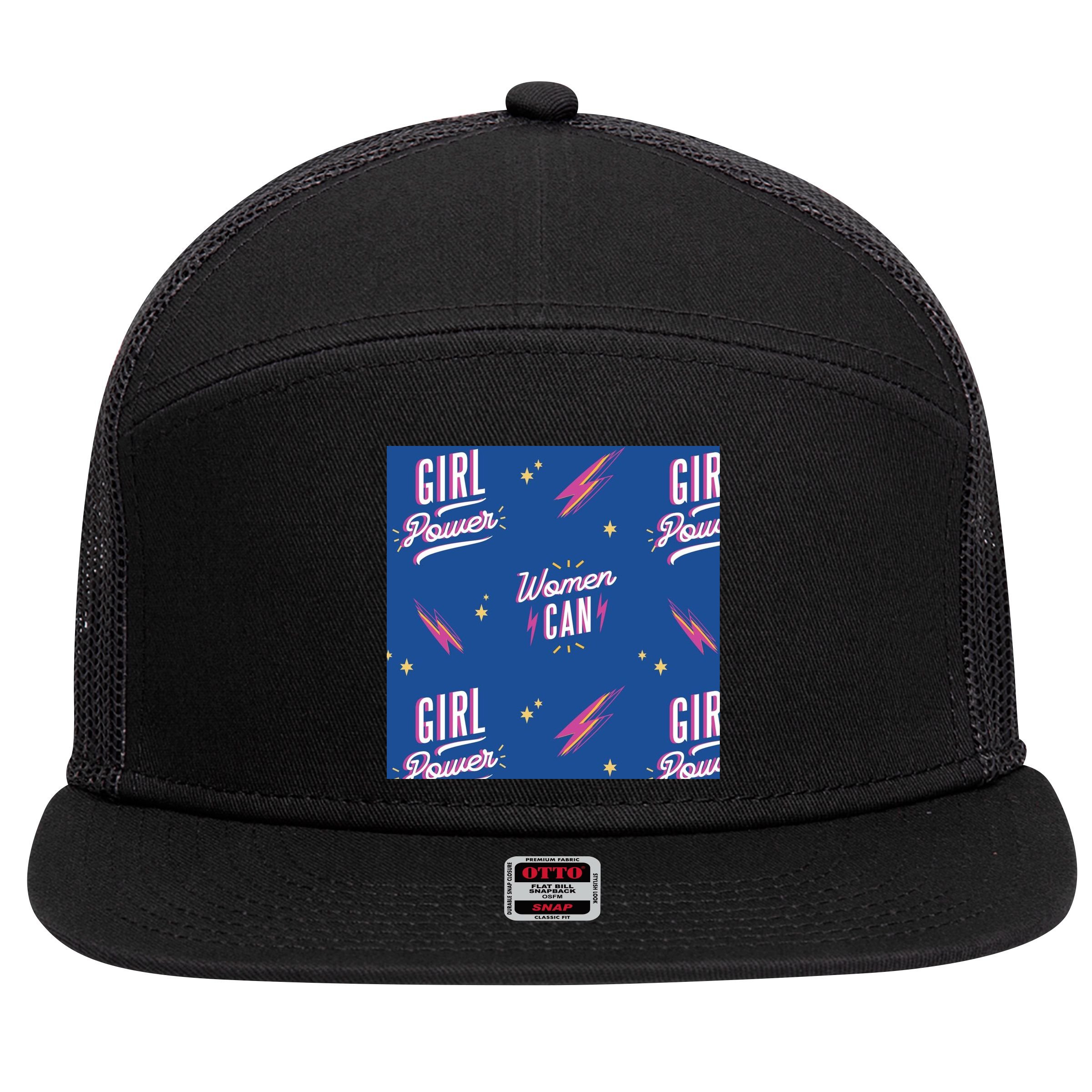 Women Can Girl Power Feminist 7 Panel Mesh Trucker Snapback Hat