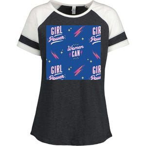 Women Can Girl Power Feminist Enza Ladies Jersey Colorblock Tee