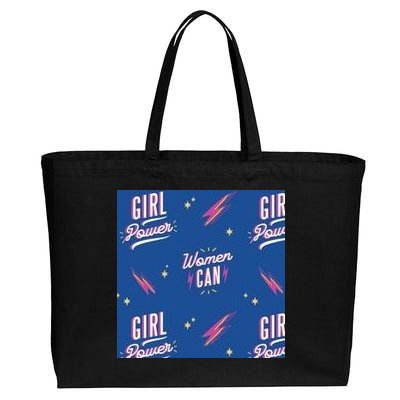 Women Can Girl Power Feminist Cotton Canvas Jumbo Tote