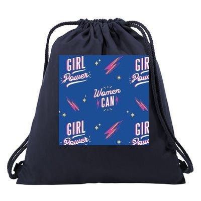 Women Can Girl Power Feminist Drawstring Bag