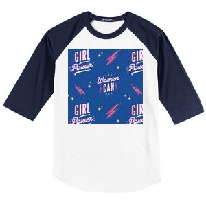 Women Can Girl Power Feminist Baseball Sleeve Shirt