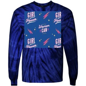 Women Can Girl Power Feminist Tie-Dye Long Sleeve Shirt