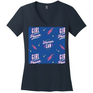 Women Can Girl Power Feminist Women's V-Neck T-Shirt