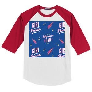 Women Can Girl Power Feminist Kids Colorblock Raglan Jersey