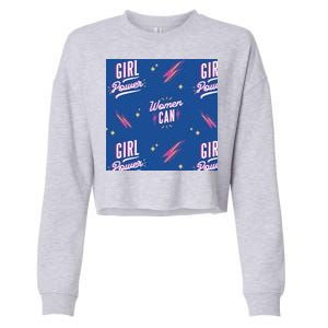 Women Can Girl Power Feminist Cropped Pullover Crew