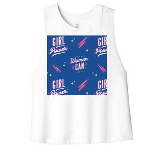 Women Can Girl Power Feminist Women's Racerback Cropped Tank