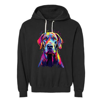 Watercolor Colorful Great Dane Dog Garment-Dyed Fleece Hoodie