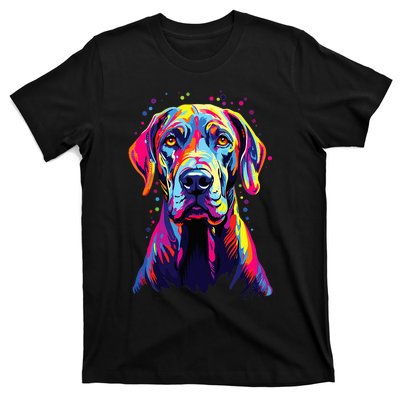 Watercolor Colorful Great Dane Dog T-Shirt