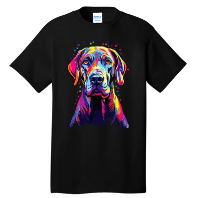 Watercolor Colorful Great Dane Dog Tall T-Shirt