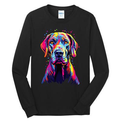 Watercolor Colorful Great Dane Dog Tall Long Sleeve T-Shirt