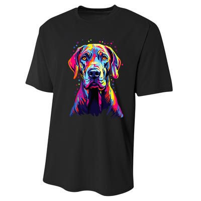 Watercolor Colorful Great Dane Dog Performance Sprint T-Shirt